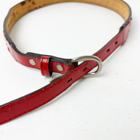 3-D VINTAGE Saddle Blanket Red and Black Leather Belt Size 34 - Picture 3 of 9